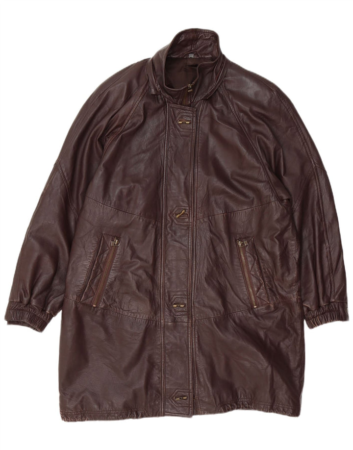 VINTAGE Γυναικείο Δερμάτινο Παλτό EU 40 Δερμάτινο Μεσαίο Καφέ