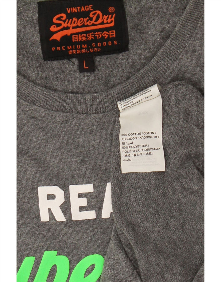 Ανδρικό γραφικό μπλουζάκι Superdry Top μεγάλο γκρι βαμβακερό