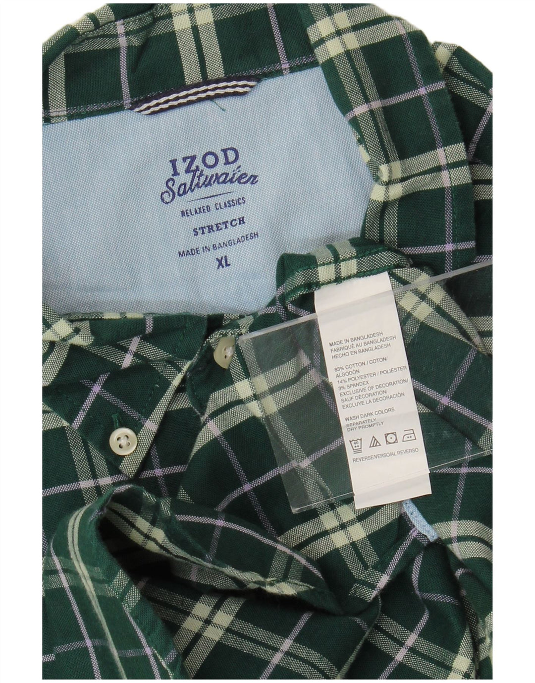 Izod Ανδρικό Stretch πουκάμισο XL Πράσινο βαμβακερό καρό
