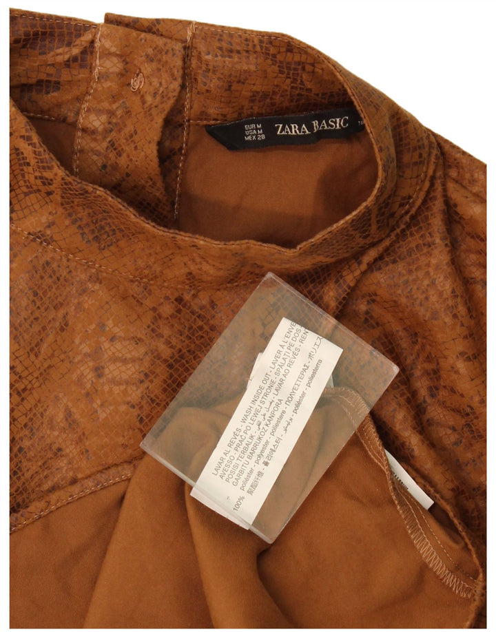 Zara Γυναικεία Μπλούζα Τοπ UK 14 Medium Brown Animal Print Polyester