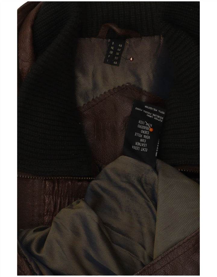 Ανδρικό δερμάτινο μπουφάν VINTAGE Loose Fit UK 34 XS Καφέ Δερμάτινο