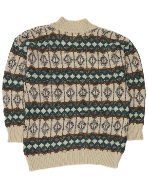 Ανδρικό πουλόβερ με λαιμό χελώνα VINTAGE Medium White Fair Isle