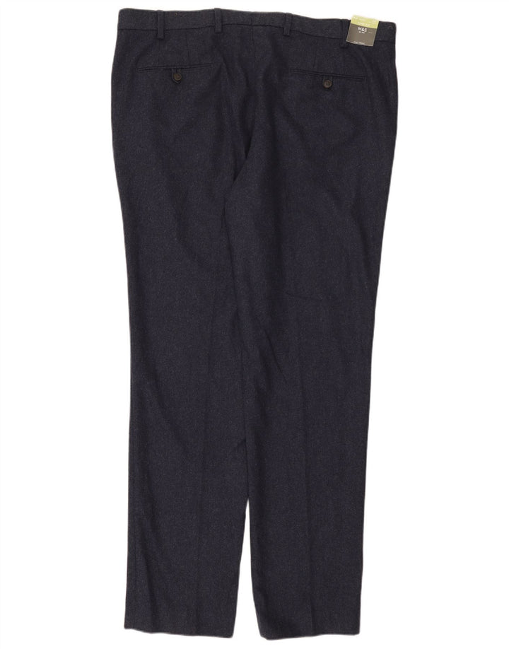 Ανδρικό παντελόνι Chino Marks & Spencer W40 L33 Navy Blue Wool