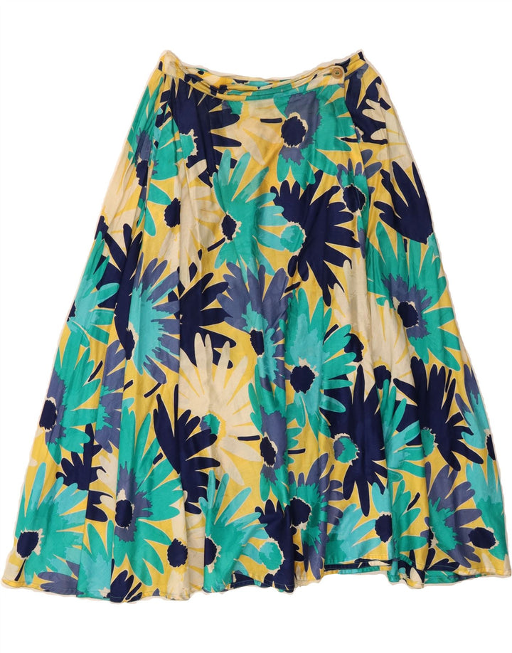 VINTAGE Womens Wrap Skirt IT 42 Medium W28 Multicoloured Floral Cotton Vintage Vintage and Second-Hand Vintage from Messina Hembry 