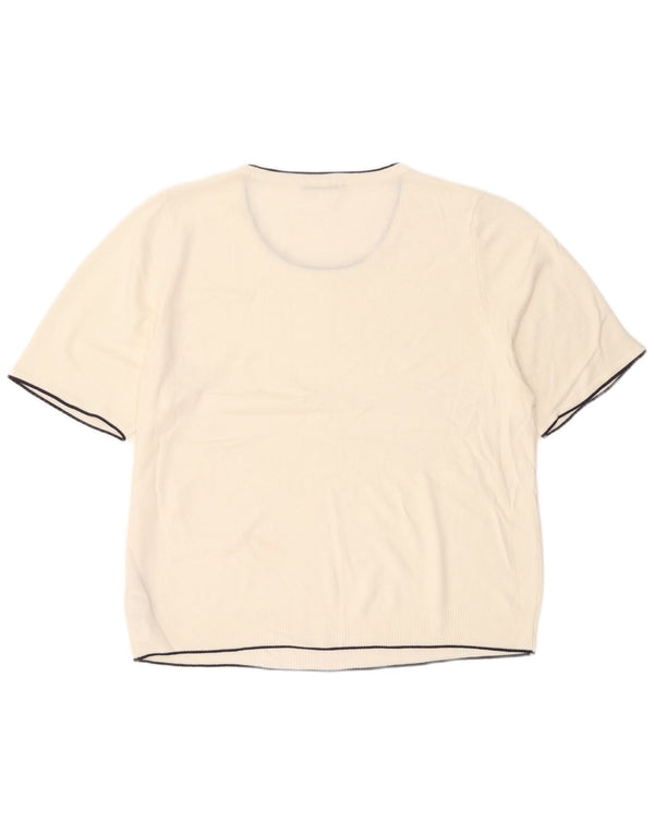 Marks & Spencer Γυναικείο κλασικό πουλόβερ με λαιμόκαυμα UK 20 2XL Λευκό