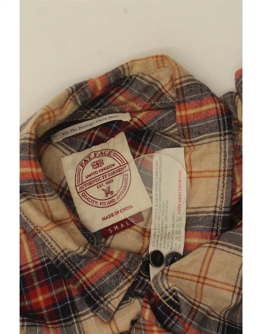 Ανδρικό φανελένιο πουκάμισο Fat Face Small Beige Check Cotton