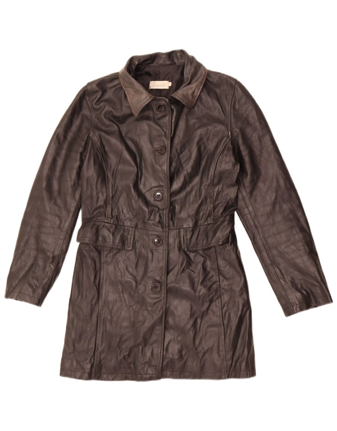 Γυναικείο δερμάτινο παλτό Bayside UK 12 Medium Black Leather