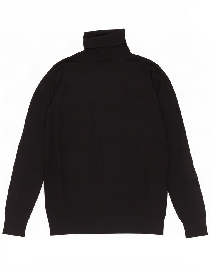 Massimo Dutti Γυναικείο πουλόβερ με ρολό λαιμόκοψη UK 14 μεγάλο μαύρο μεταξωτό