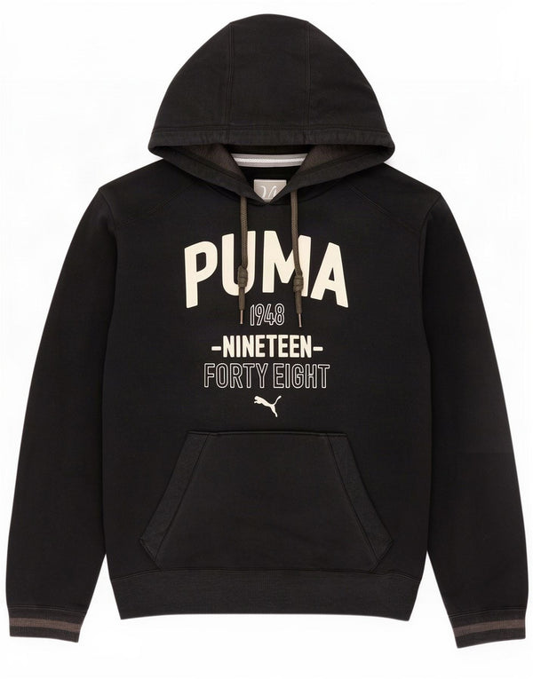 Puma Mens Graphic Hoodie Jumper Medium Black Cotton