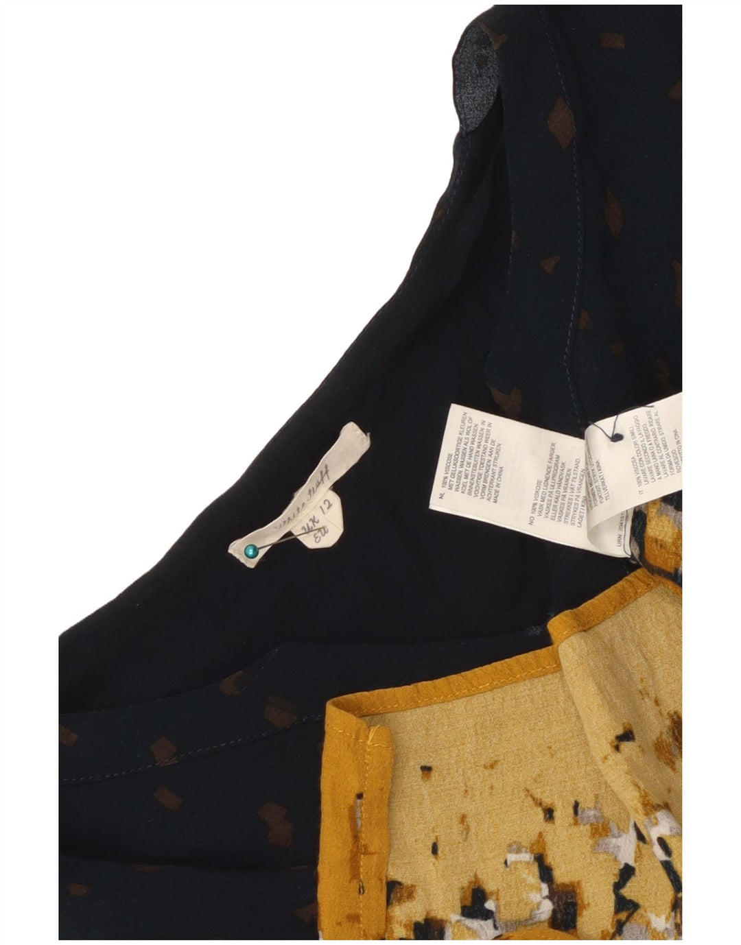 White Stuff Γυναικείο φόρεμα 3/4 μανίκι Shift UK 12 Medium Navy Blue γεωμετρικό