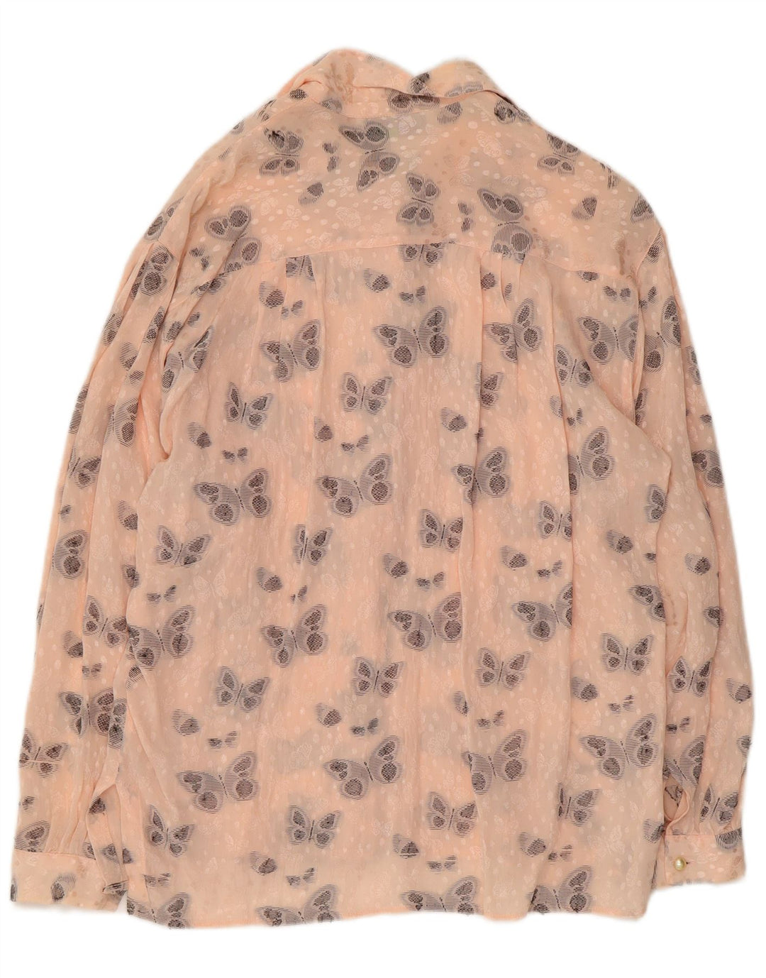 VINTAGE Γυναικείο γραφικό πουκάμισο UK 16 μεγάλη ροζ μεταξωτή πεταλούδα