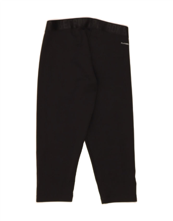 REEBOK Womens Graphic Capri Leggings UK 12/14 Medium  Black Polyester Vintage Reebok and Second-Hand Reebok from Messina Hembry 