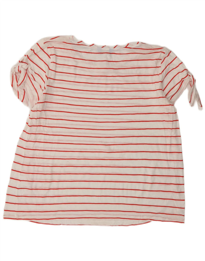 JOULES Γυναικείο T-Shirt Top UK 16 μεγάλο λευκό ριγέ βαμβακερό