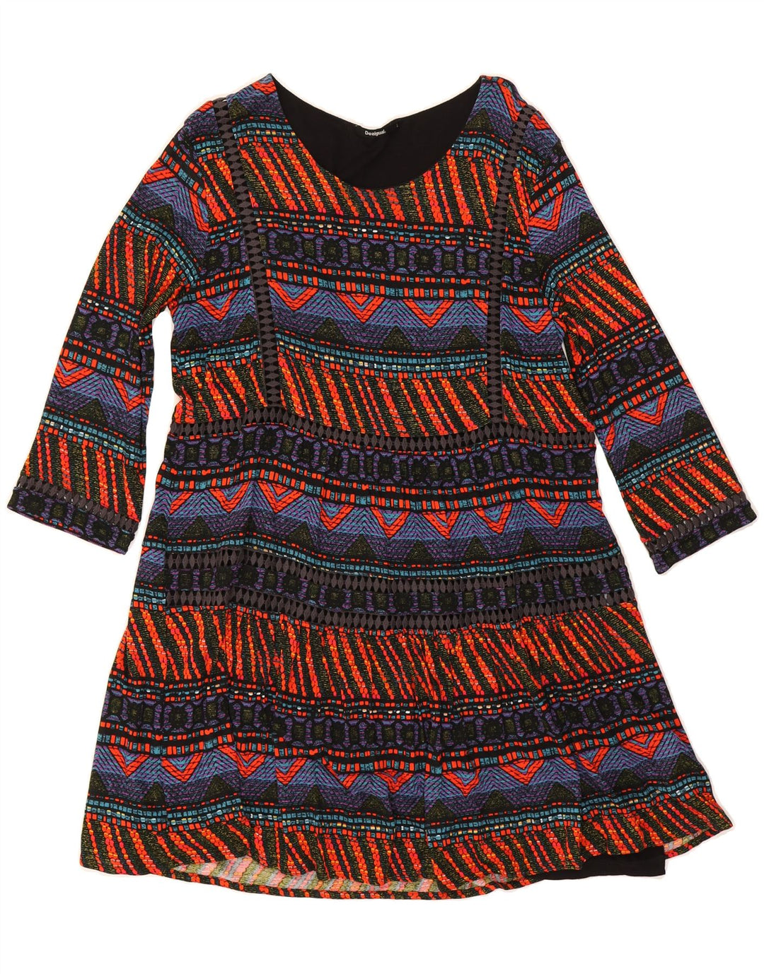 DESIGUAL Womens A-Line Dress UK 14 Large Multicoloured Geometric Vintage Desigual and Second-Hand Desigual from Messina Hembry 