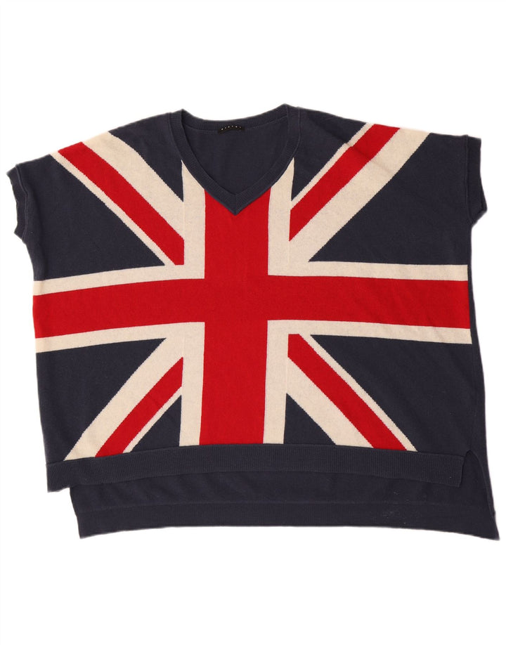 Sisley Γυναικεία Αγγλία Υπερμεγέθη γιλέκο Tank Top One Size Blue Wool