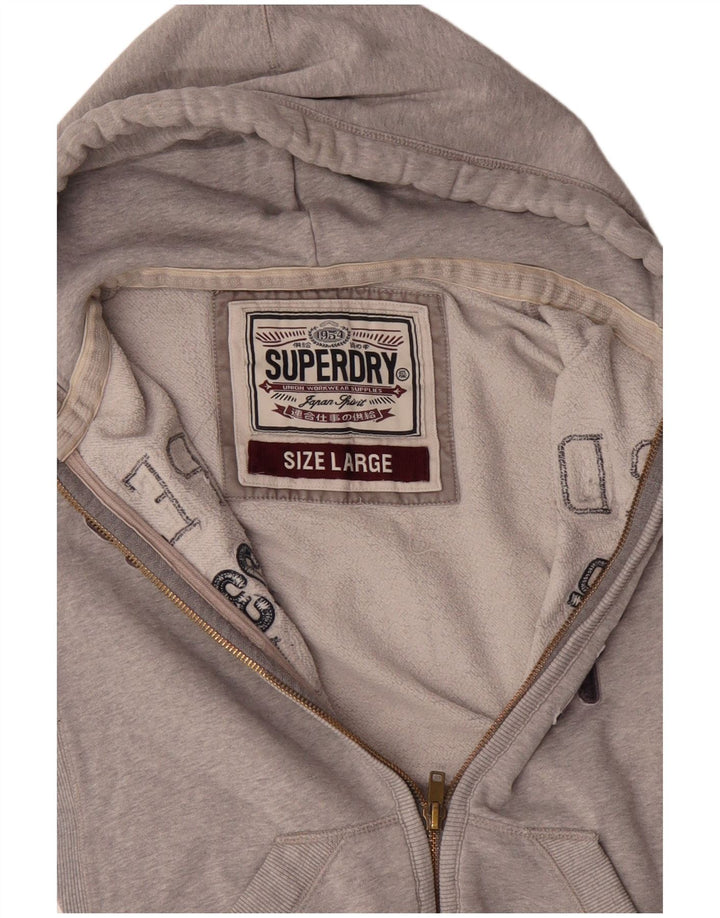 Ανδρικό πουλόβερ με κουκούλα με φερμουάρ SUPERDRY μεγάλο γκρι βαμβακερό