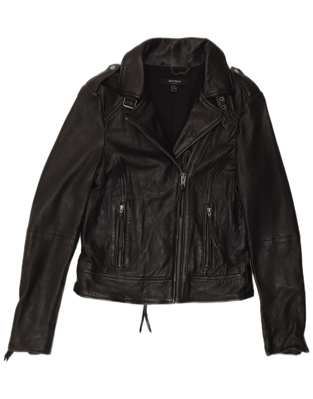 Muubaa Γυναικείο Δερμάτινο Μπουφάν Biker UK 12 Medium Black Leather