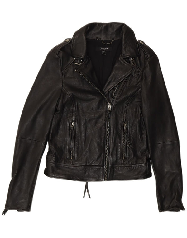 Muubaa Γυναικείο Δερμάτινο Μπουφάν Biker UK 12 Medium Black Leather