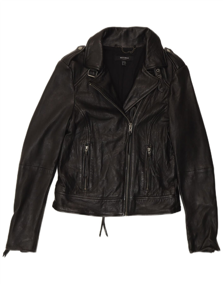 Muubaa Γυναικείο Δερμάτινο Μπουφάν Biker UK 12 Medium Black Leather