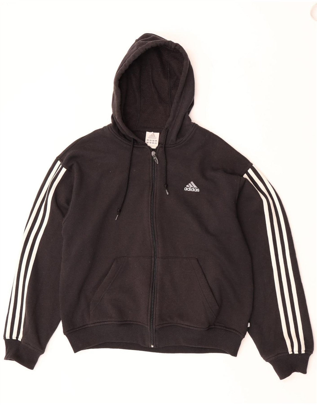 Ανδρικό πουλόβερ με κουκούλα με φερμουάρ Adidas, μεσαίο μαύρο βαμβακερό