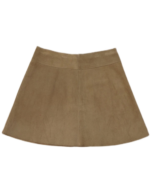 Vintage Γυναικεία Mini Suede Φούστα W28 Medium Khaki Leather