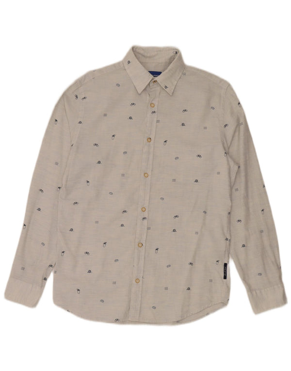Jack & Jones Mens Abstract Pattern Shirt Small Grey Cotton
