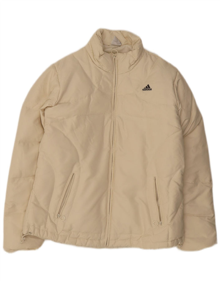 Adidas Γυναικείο μπουφάν UK 16 Large Off White Πολυεστέρας