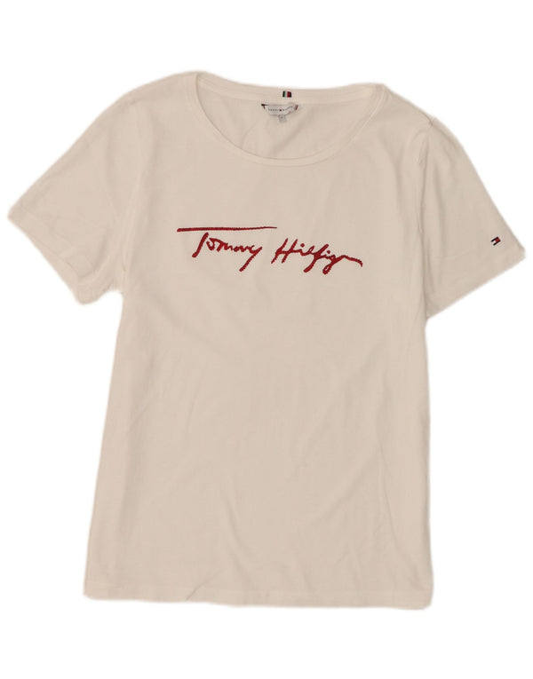 Γυναικείο γραφικό T-Shirt Tommy Hilfiger Top UK 14 Large White
