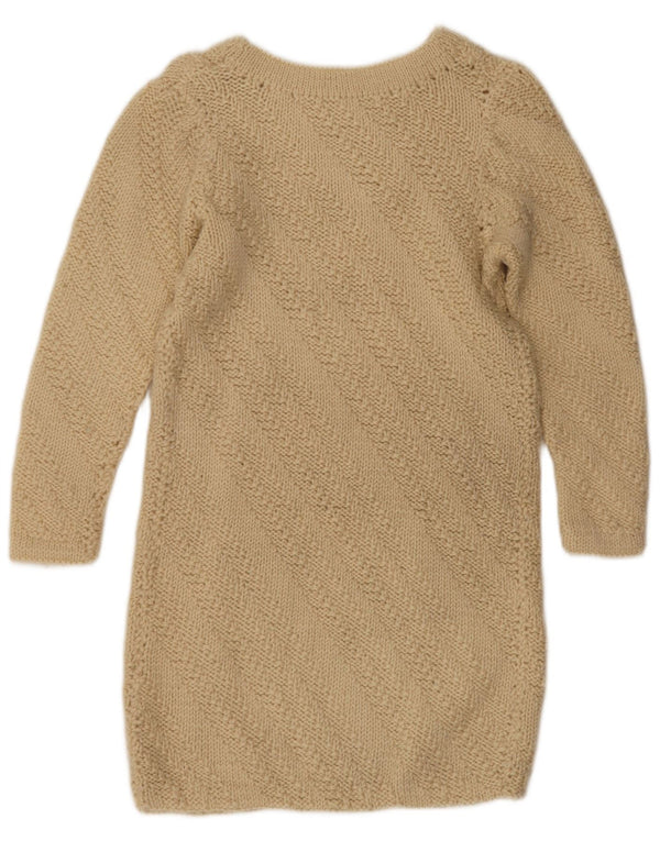 Vintage γυναικείο φόρεμα 3/4 με μανίκια UK 12 Medium Beige