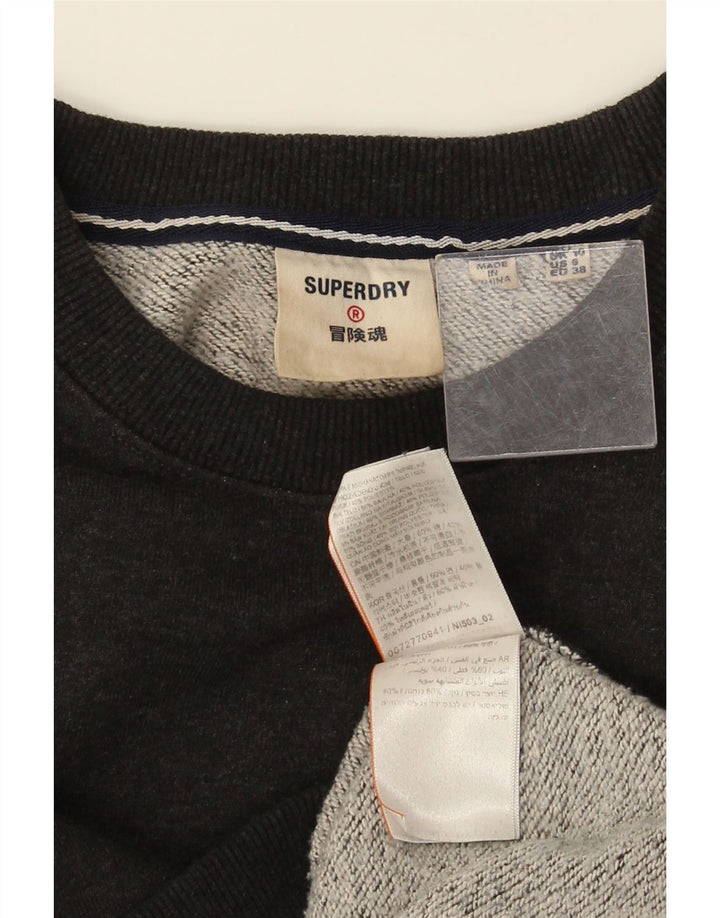 Superdry Γυναικείο Φούτερ μεγάλου μεγέθους Jumper UK 10 Small μαύρο βαμβακερό