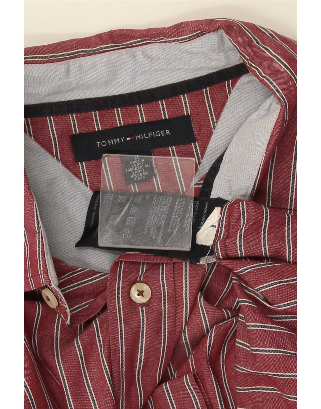 Ανδρικό πουκάμισο Tommy Hilfiger, Βαμβακερό μεσαίο κόκκινο ριγέ