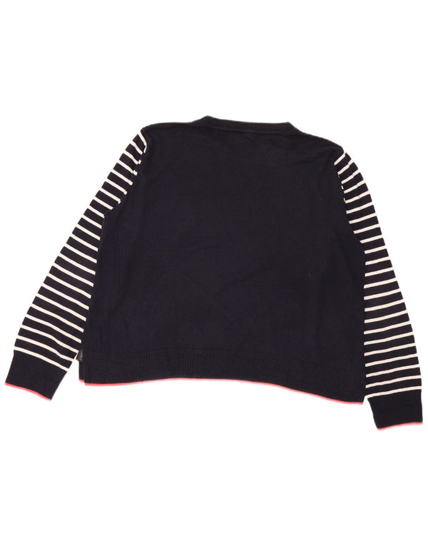 Γυναικείο πουλόβερ Oasis Graphic Crew Neck Jumper UK 16 Large Navy Blue ριγέ