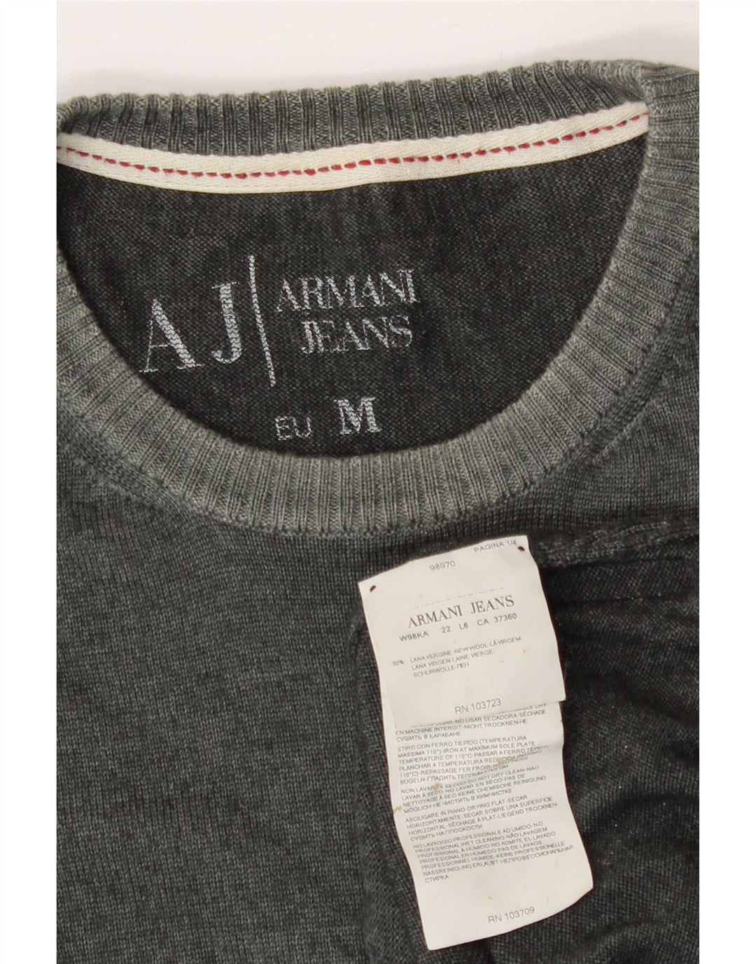 Armani Ανδρικό πουλόβερ με λαιμόκοψη με μεσαίο πράσινο νέο μαλλί
