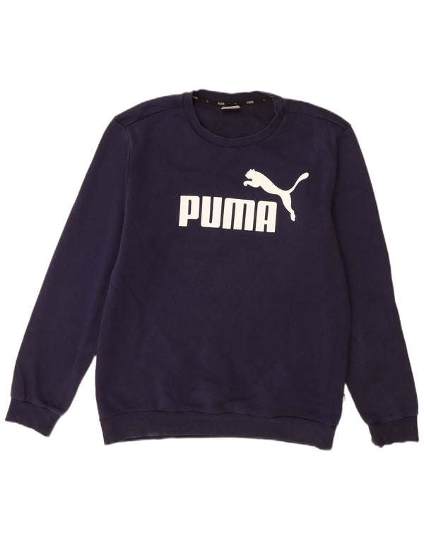 Ανδρικό γραφικό φούτερ Puma Jumper, μεσαίο μπλε βαμβακερό
