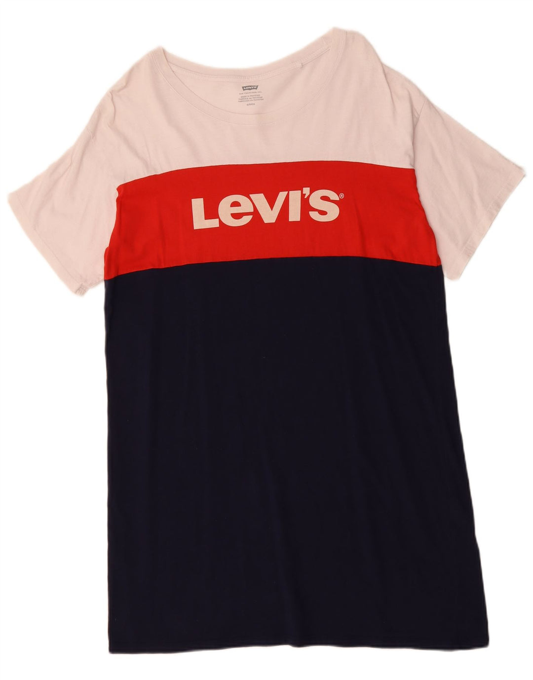 Γυναικείο μπλουζάκι μεγάλου μεγέθους LEVI'S UK 10 Small Navy Blue Colourblock