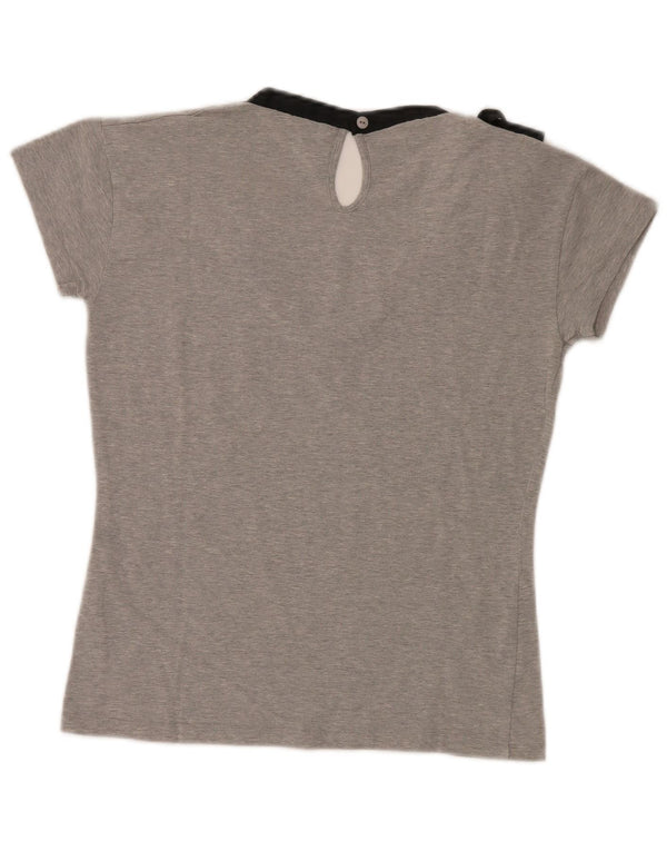 Πόλο Ασν. Γυναικείο T-Shirt Top UK 14 Large Grey Flecked Cotton