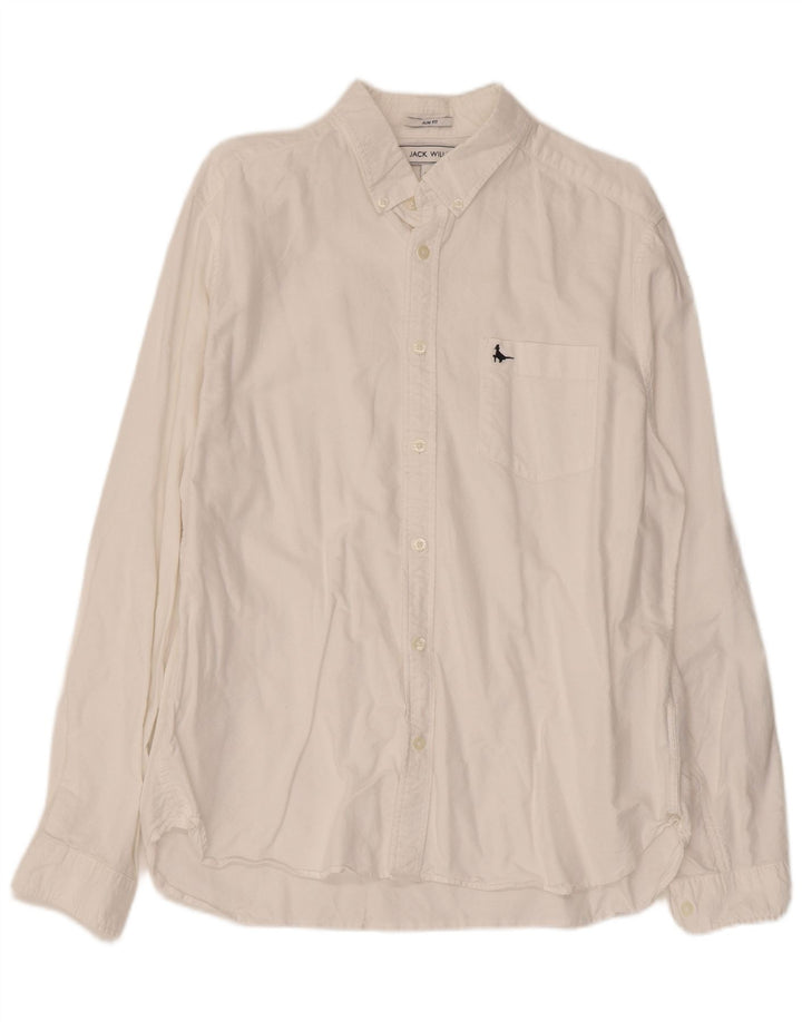 Ανδρικό πουκάμισο Jack Wills Slim Fit XL Λευκό βαμβακερό