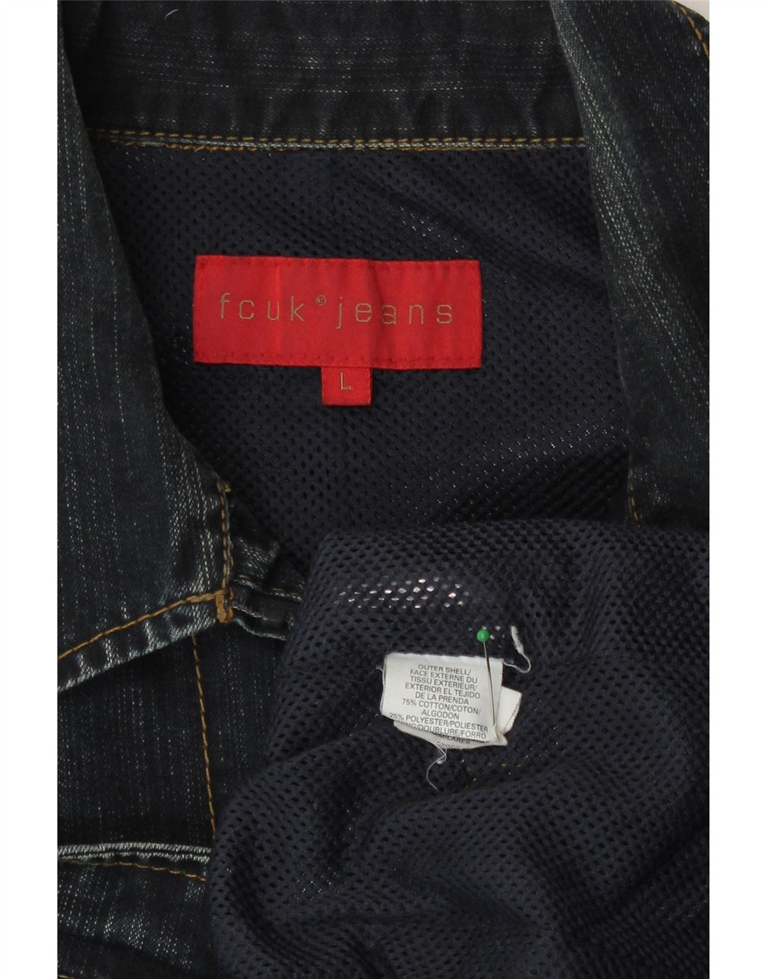 Ανδρικό τζιν μπουφάν Fcuk UK 40 Large Navy Blue Cotton