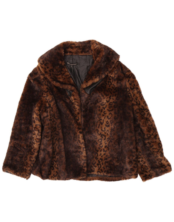 Glamorous γυναικείο μπουφάν από ψεύτικη γούνα UK 8 Small Brown Animal print