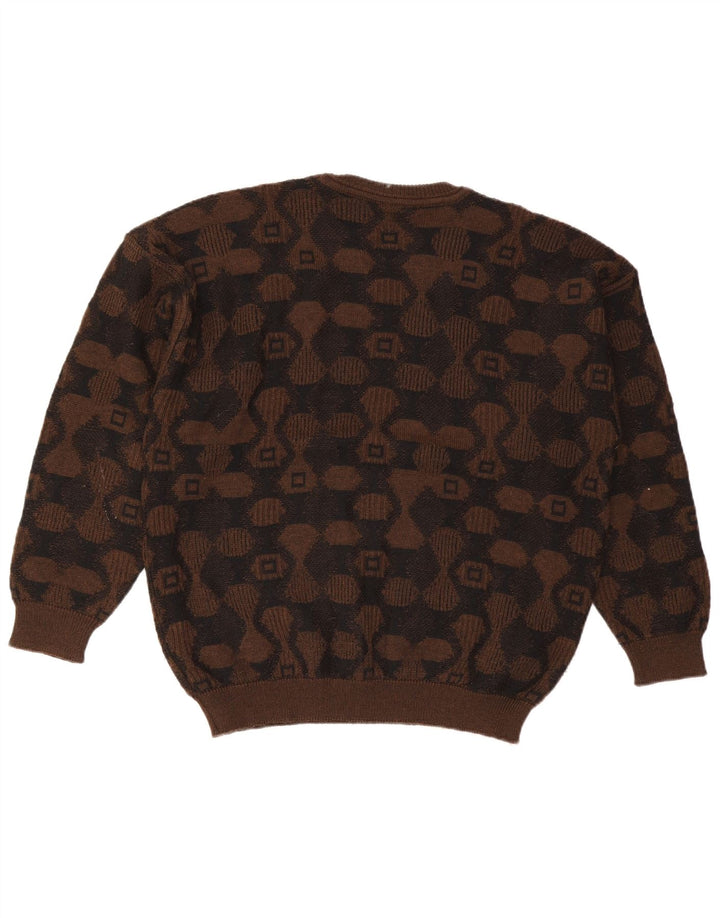 Ανδρικό πουλόβερ Baffo Crew Neck Jumper Μεγάλο Καφέ Argyle/Ακρυλικό Διαμάντι