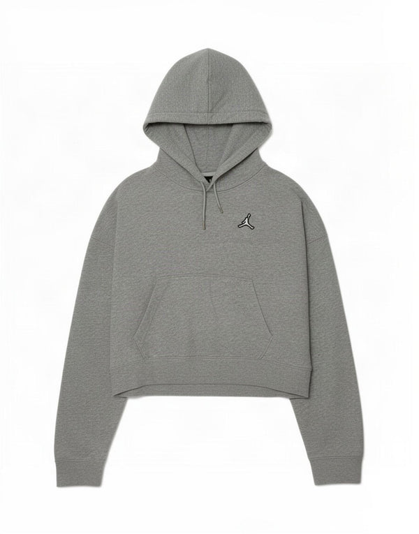 Jordan Womens Crop Loose Fit Hoodie Jumper UK 6 XS Γκρι βαμβακερό