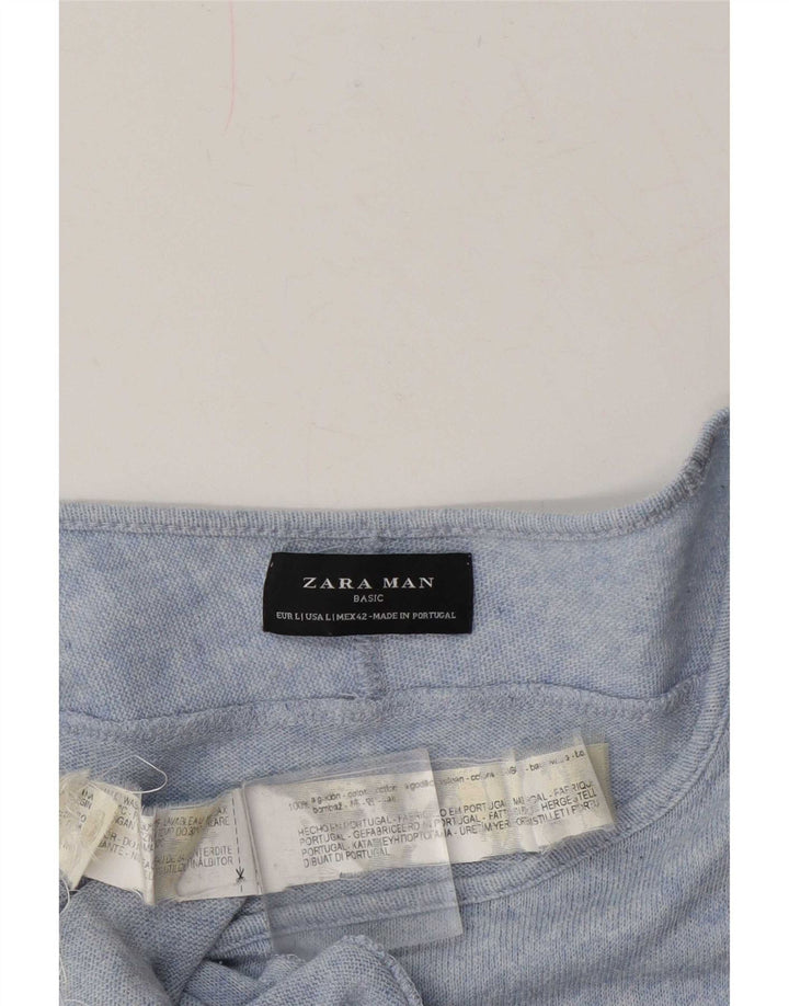 Ανδρικό τοπ Zara μακρυμάνικο μεγάλο βαμβακερό μπλε φλύκταινα