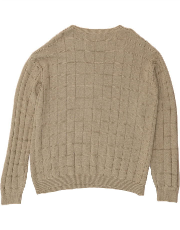 IZOD Mens Crew Neck Jumper Sweater 2XL Grey Check Cotton Vintage Izod and Second-Hand Izod from Messina Hembry 