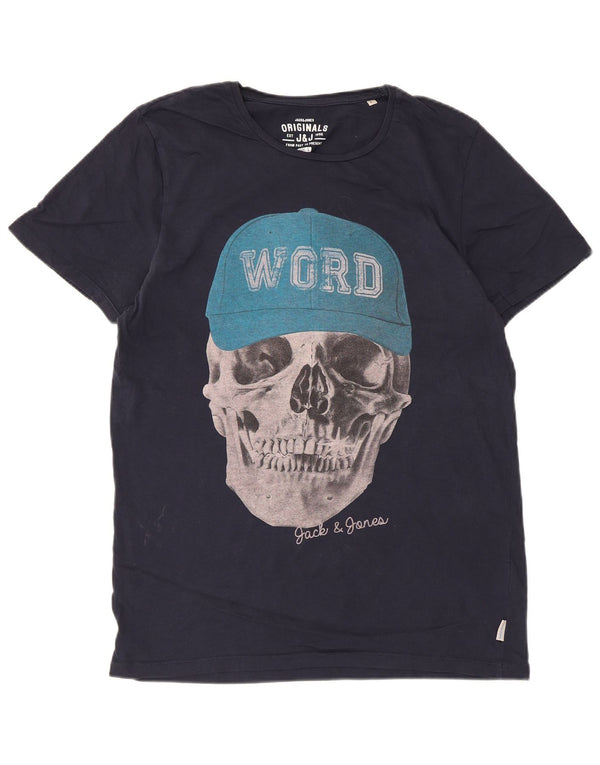 Jack & Jones Ανδρικό T-Shirt με γραφικό μπλουζάκι, μεγάλο μπλε βαμβακερό