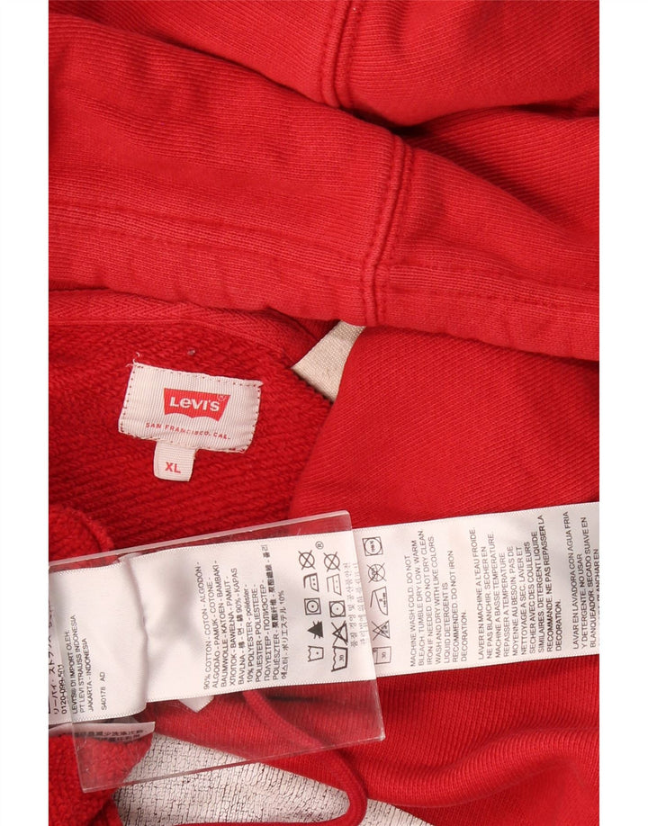 LEVI'S Mens Graphic Hoodie Jumper XL Red Cotton