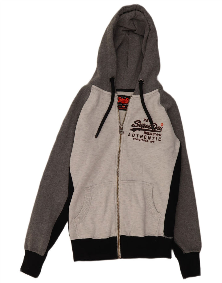 Ανδρικό πουλόβερ με κουκούλα με φερμουάρ SUPERDRY Μικρό γκρι βαμβακερό χρώμα