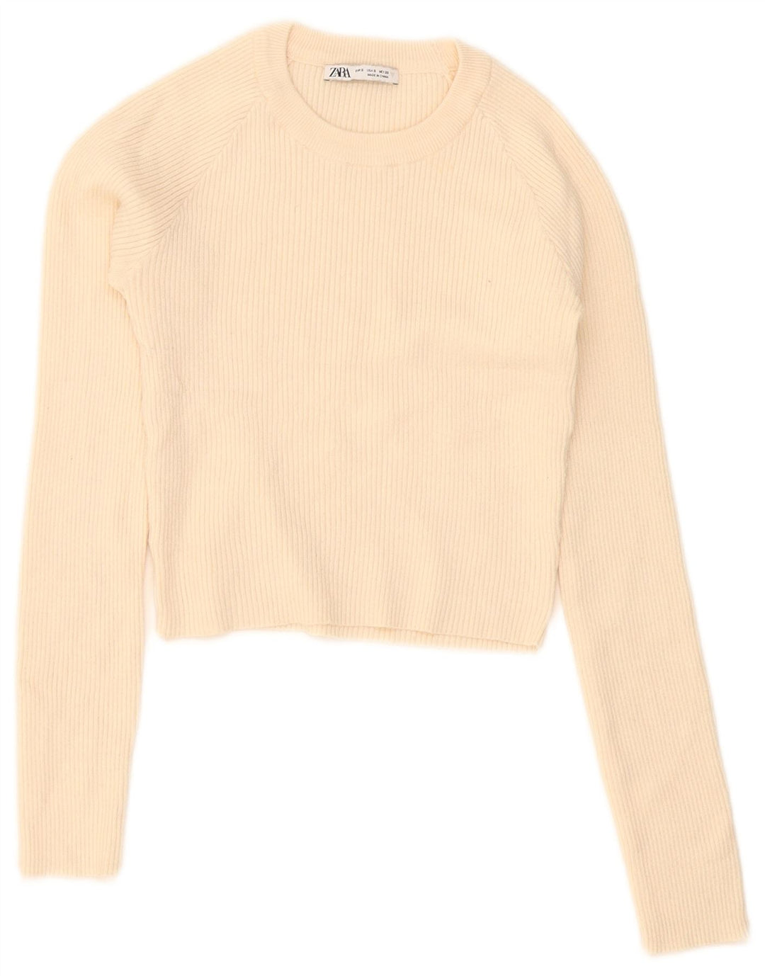 Zara Γυναικείο Crop Top Μακρυμάνικο UK 8 Small Beige