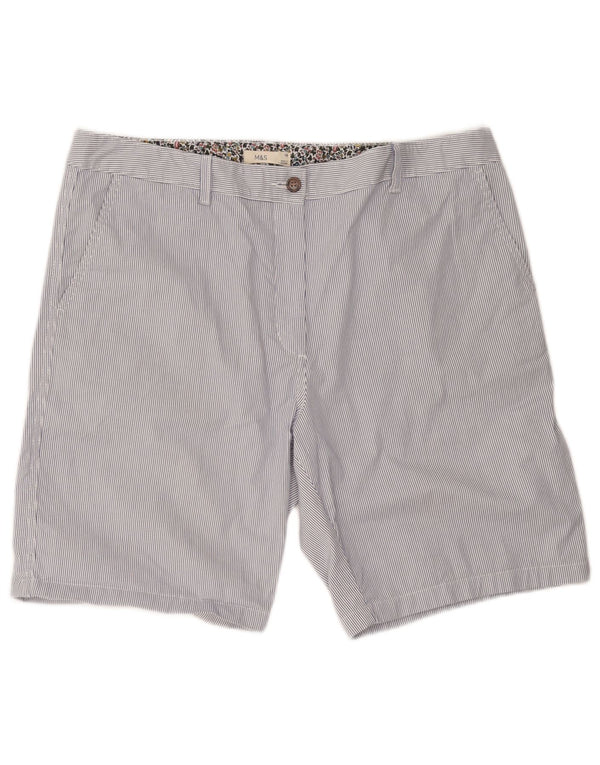 Marks & Spencer Γυναικείο σορτς Chino UK 18 XL W40 Μπλε βαμβακερό ριγέ