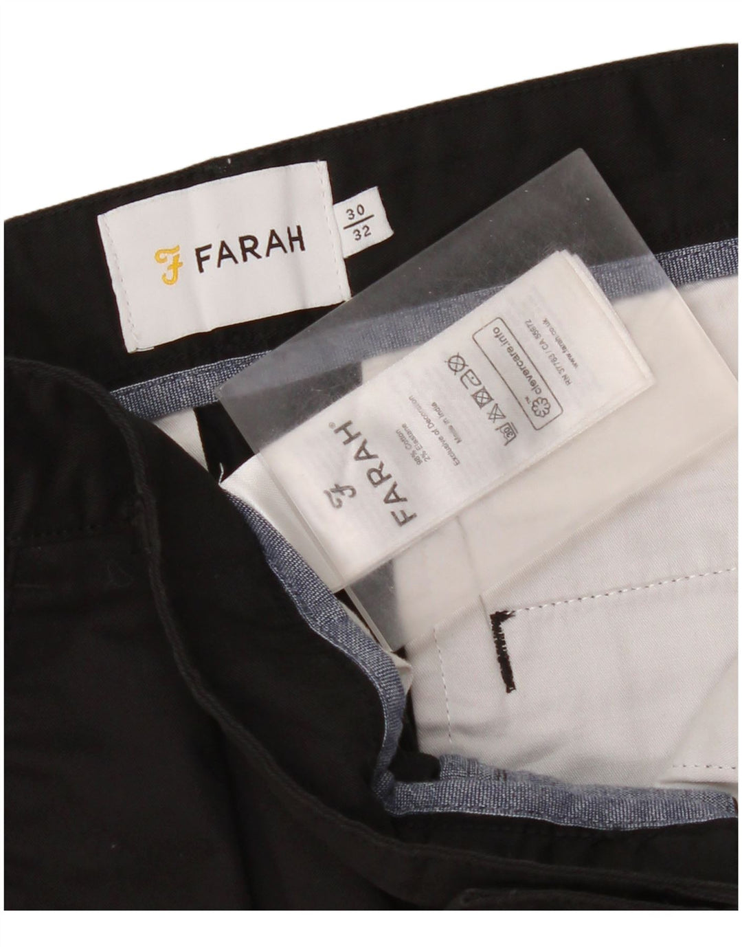 Farah Ανδρικό Cropped Παντελόνι W30 L24 Μαύρο βαμβακερό