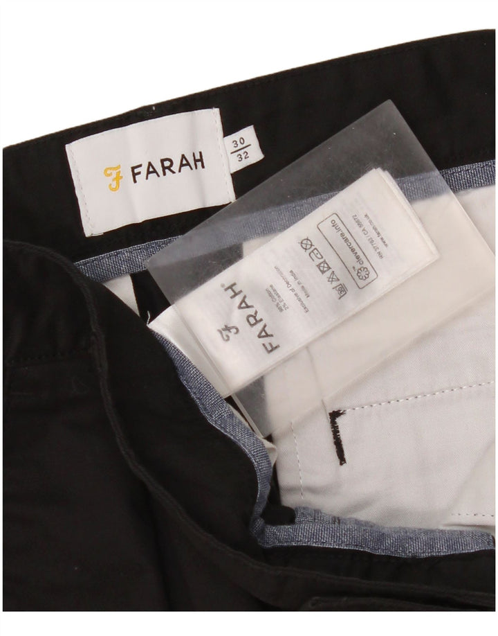 Farah Ανδρικό Cropped Παντελόνι W30 L24 Μαύρο βαμβακερό